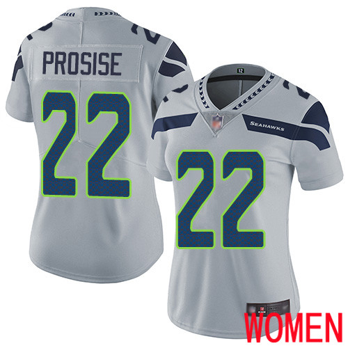 Seattle Seahawks Limited Grey Women C. J. Prosise Alternate Jersey NFL Football #22 Vapor Untouchable->women nfl jersey->Women Jersey